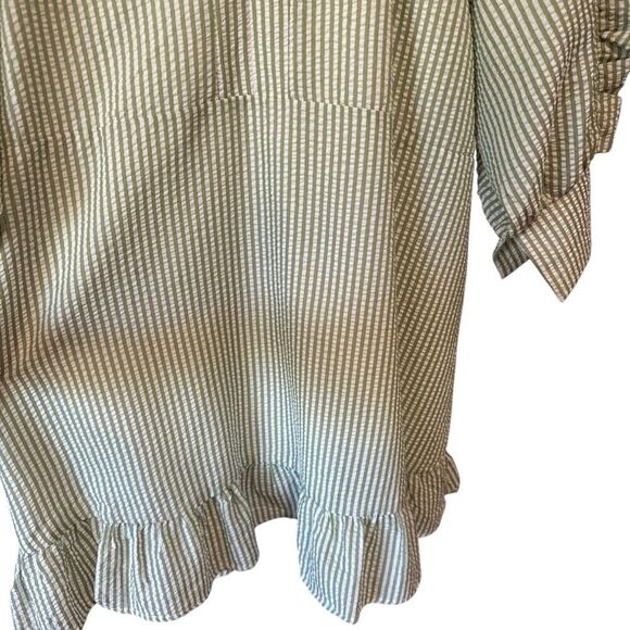 Revolve Karlie Green Mint Seersucker Stripe Ruffle Boho Dress - Picture 7 of 11